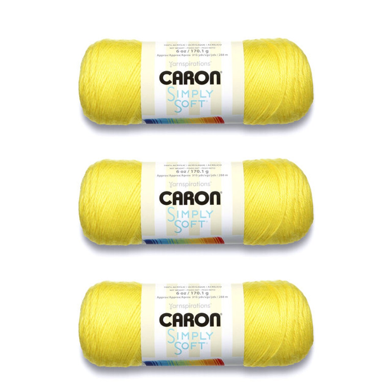 Caron Simply Soft Super Duper Yellow Brites Yarn - 3 Pack of 170g/6oz - Acrylic - 4 Medium (Worsted) - 315 Yards - Knitting/Crochet